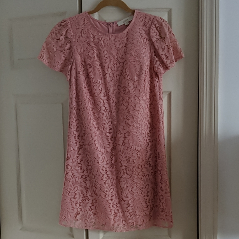 Ann Taylor LOFT blush pink lace dress Sz00